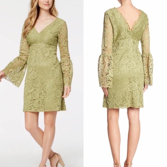 BETSEY JOHNSON Lace V-Neck Bell sleeve Dress. - Picture 1 of 7